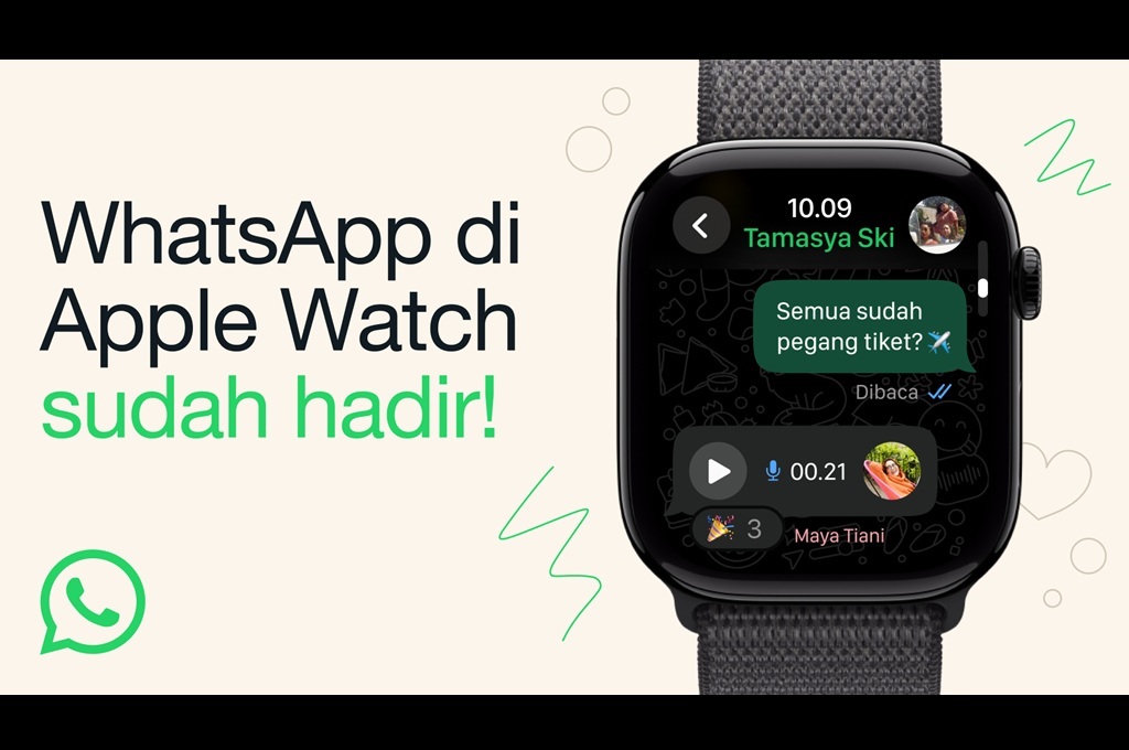 WhatsApp kini hadir di Apple Watch dengan fitur lengkap, membaca pesan, mengirim suara, reaksi emoji, dan notifikasi panggilan langsung dari pergelangan tangan.