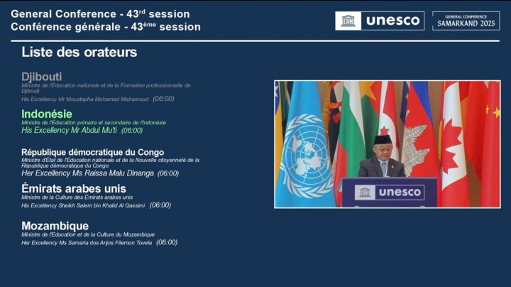 Mendikdasmen Perkenalkan Deep Learning hingga MBG di Sidang Umum UNESO