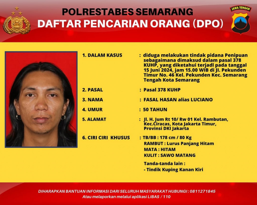 Fasan Hasan, buronan Polrestabes Semarang (Foto: Instagram @polrestabessemarang_official)