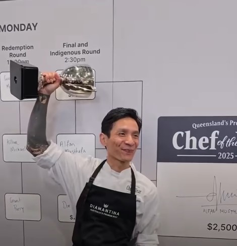 Chef Alfan menyabet “Queensland Chef of the Year 2025” di ajang bergengsi Food & Hospitality Queensland 2025. (Foto: Dok. Instagram Alf Musthafa/@alfan.musthafa)