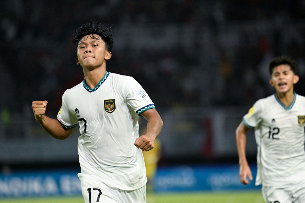 Pemain timnas Indonesia U17, Nabil Asyura (AFP/Juni Kriswanto)