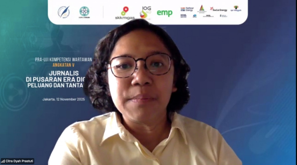 Citra Dyah Prastuti, Wakil Ketua Umum Asosiasi Media Siber Indonesia (AMSI) dan Pemimpin Redaksi KBR, dalam acara Pra-UKW Angkatan V.