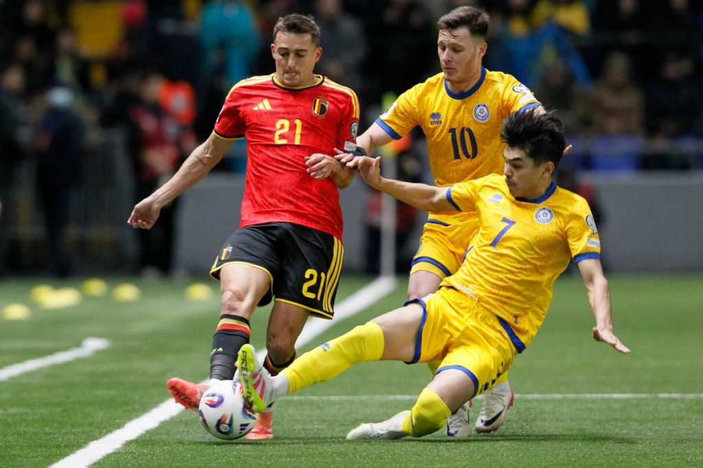 Suasana laga Kazakhstan vs Belgia. (Photo by STANISLAV FILIPPOV / AFP)