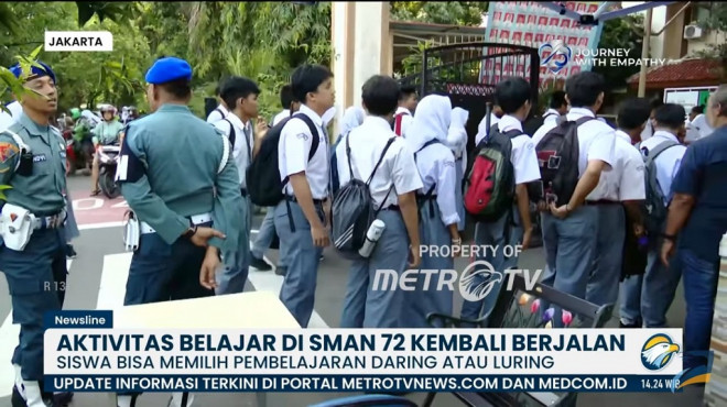Siswa SMAN 72 Jakarta mulai belajar tatap muka atau luring. DOK YouTube Metro TV