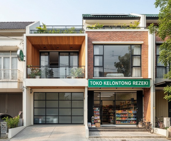 Desain Hunian Modern dengan Ruang Usaha <i>Laundry</i> hingga Kedai Kopi