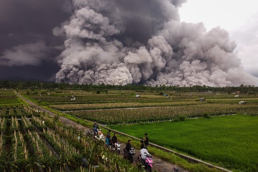 Awan panas Gunung Semeru. Foto: AFP PHOTO/Agus Harianto