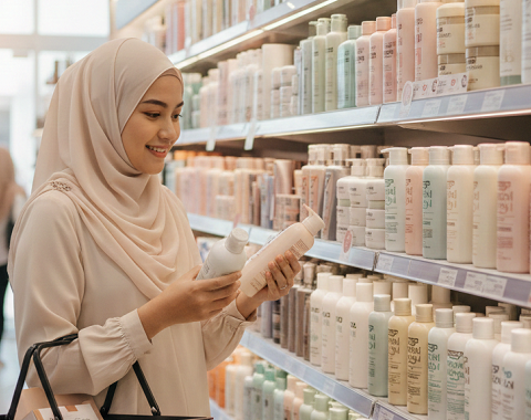 Hair mist untuk hijabers. (Foto: Dok. Gemini AI)