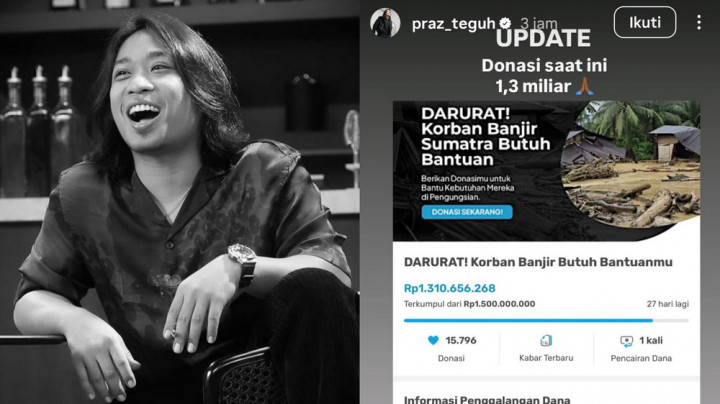 Makam Ibu Terdampak Banjir, Praz Teguh Pulang Kampung Bawa Donasi Rp1,3 Miliar