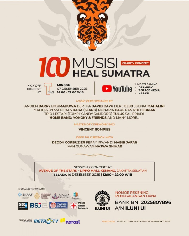 Ratusan Artis Gelar Konser Amal untuk Bencana Banjir Sumatera, Ada Sal Priadi hingga Ivan Gunawan