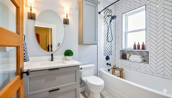 Desain Kamar Mandi dengan Bathtub dan Shower yang Minimalis Namun Tetap Mewah