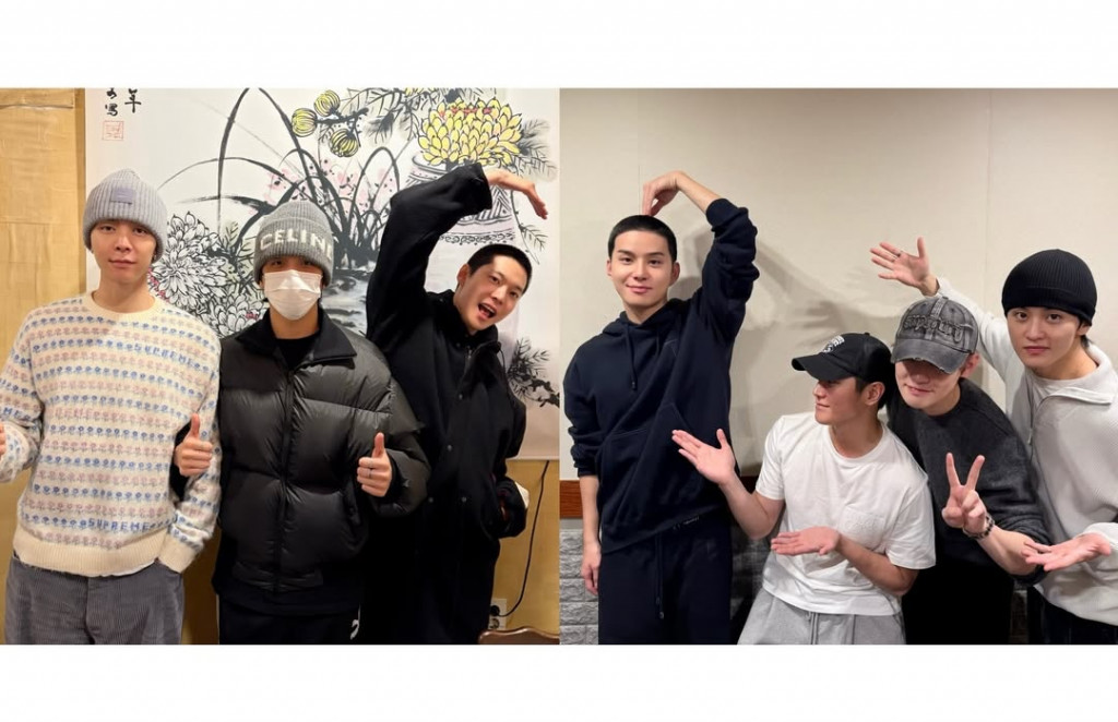 Doyoung dan Jungwoo bersama member NCT menjelang wamil. Foto: Instagram/@nct