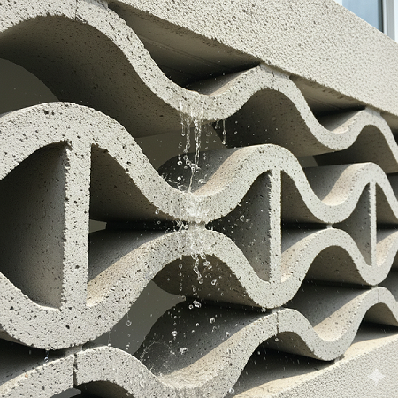 Roster model bergelombang bekerja dengan memecah aliran air yang jatuh ke permukaannya.