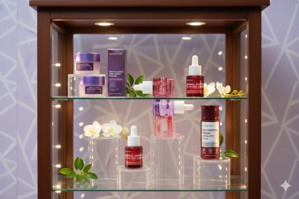 Salah satu jenama lokal yang menyediakan rangkaian skincare anti-aging adalah Azarine. Gemini AI