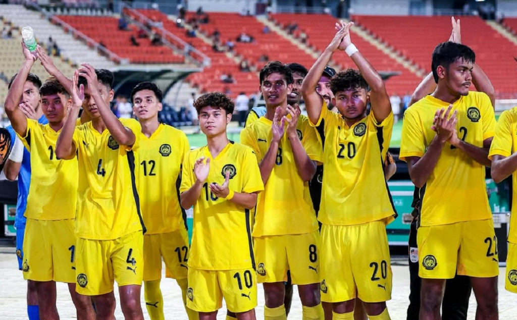 Timnas U-22 Malaysia saat lawan Laos dalam laga lanjutan Grup B cabor sepak bola putra SEA Games 2025 di Stadion Rajamangala, Bangkok, Sabtu (6/12). Foto: FA Malaysia