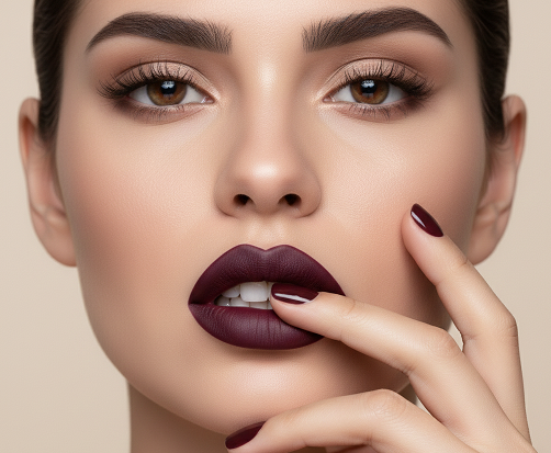 Lipstik berwarna deep berry menjadi salah satu yang bakal populer di tahun 2026. (Foto: Dok. Gemini AI)