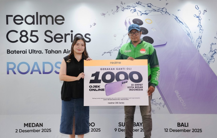 Tutup Roadshow C85 Series, realme Bagikan Paket Ganti Oli Gratis 1.000 Ojek Online