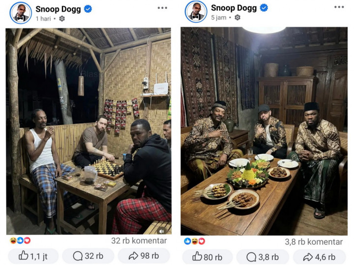 Snoop Dogg Unggah Foto Nongkrong Ala Warkop Indonesia Bareng Eminem & 50 Cent