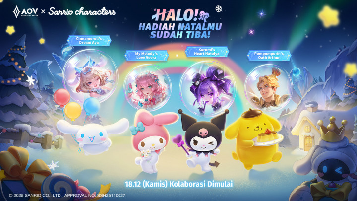 AOV Snow Festival Hadirkan Kolaborasi Sanrio, Skin dan Event Spesial hingga Januari