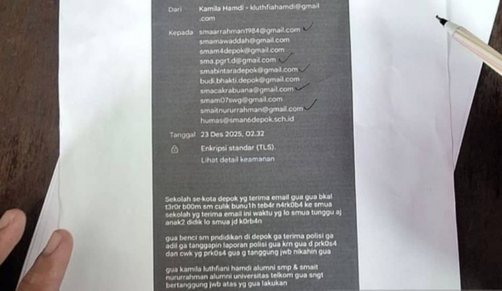 Motif Teror Bom di 10 Sekolah Depok Terungkap, Berawal dari Lamaran Ditolak