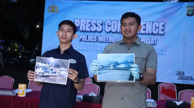Konferensi pers kasus peredaran narkoba, di Polres Jakpus.(Dok. Polres Jakpus)