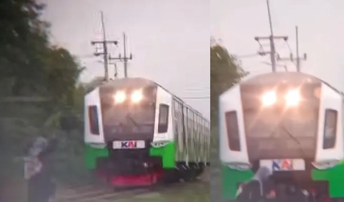Bahaya Banget! Dua Bocah Perempuan Adang Kereta Commuter di Sidoarjo