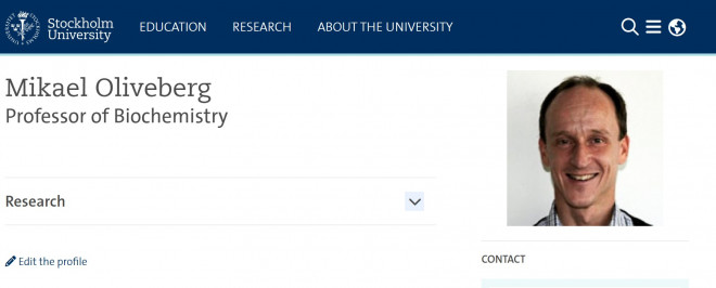 Mikael Oliveberg Professor of Biochemistry dari Stockholm University. Foto:  Stockholm University