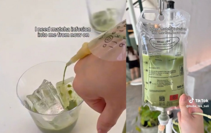 Viral Kafe di Bali Sajikan Minuman Matcha Pakai Kemasan Cairan Infus