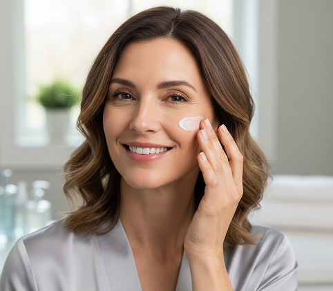 Moisturizer menjadi salah satu skincare penting untuk menjaga kelembapan kulit. (Foto: Dok. Gemini AI)