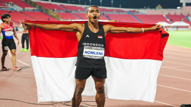 Selebrasi kemenangan atlet para atletik Indonesia. (Foto: Dok. Kemenpora)