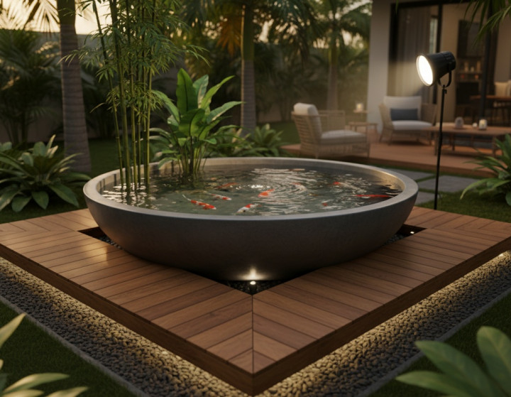 Inspirasi Kolam Ikan Depan Rumah, Kecil Tapi Menenangkan