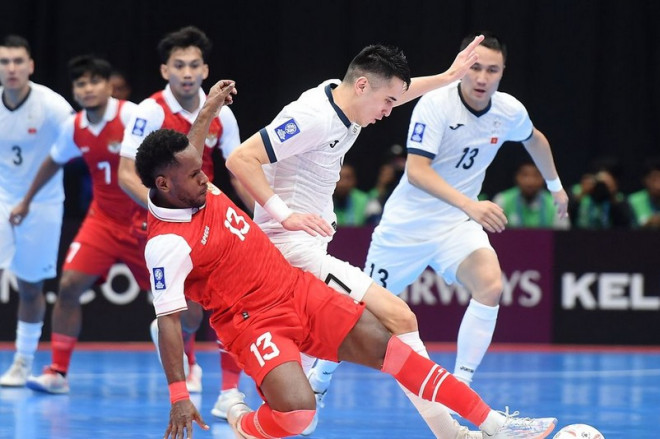 Aksi pemain timnas futsal Indonesia di laga melawan Kirgistan (Dok.AFC)