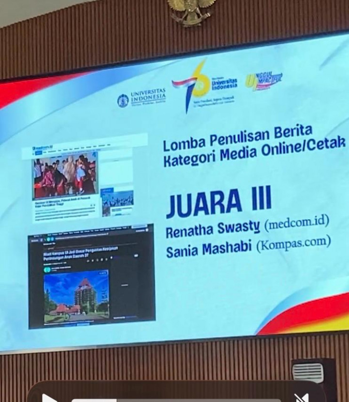 Jurnalis Medcom.id Sabet Juara 3 Lomba Penulisan Berita Dies Natalis ke-76 UI