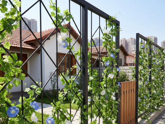 Inspirasi pagar teralis minimalis. Foto: Gemini AI