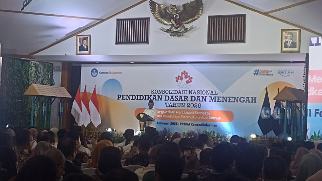 Mendikdasmen Abdul Mu'ti dalam Konsolnas Dikdasmen 2026. DOK Kemendikdasmen