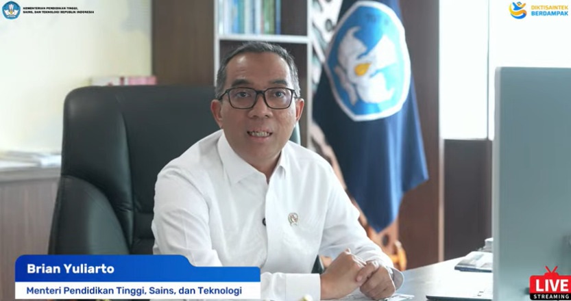 Mendiktisaintek Brian Yuliarto. DOK YouTube Kemendiktisaintek