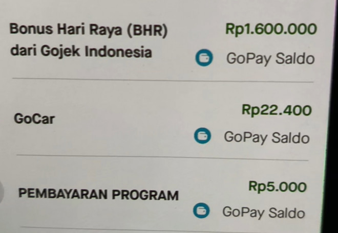Ilustrasi BHR Gojek Indonesia cair. Foto: Istimewa 