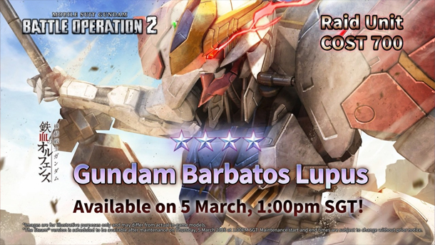 Gundam Barbatos Lupus Resmi Hadir di Mobile Suit Gundam Battle Operation 2