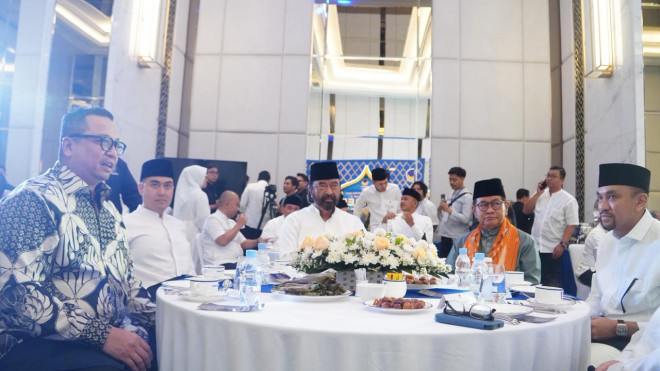 DPW NasDem Jakartamenggelar acara buka puasa bersama di NasDem Tower Jumat (6/3). Turut hadir Ketua Umum Partai NasDem, Surya Paloh.