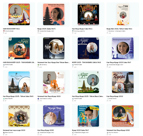 Beragam desain twibbon bertema Nyepi pun tersedia dan dapat digunakan untuk ikut memeriahkan perayaan secara virtual. 