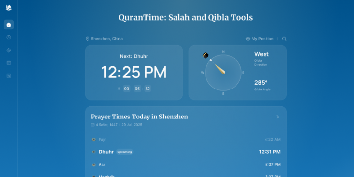 QuranTime: Alat Terbaik Cari Arah Kiblat Online Tanpa Perlu Instal Aplikasi
