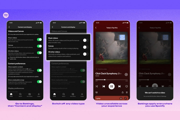 Pengguna Spotify Bisa Matikan Semua Konten Video di Aplikasi