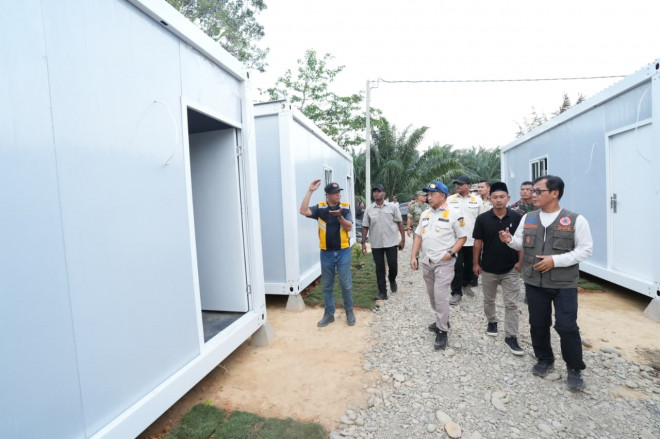 Hunian sementara  penyintas bencana hidrometeorologi di Sumatra. Foto: Satgas PRR