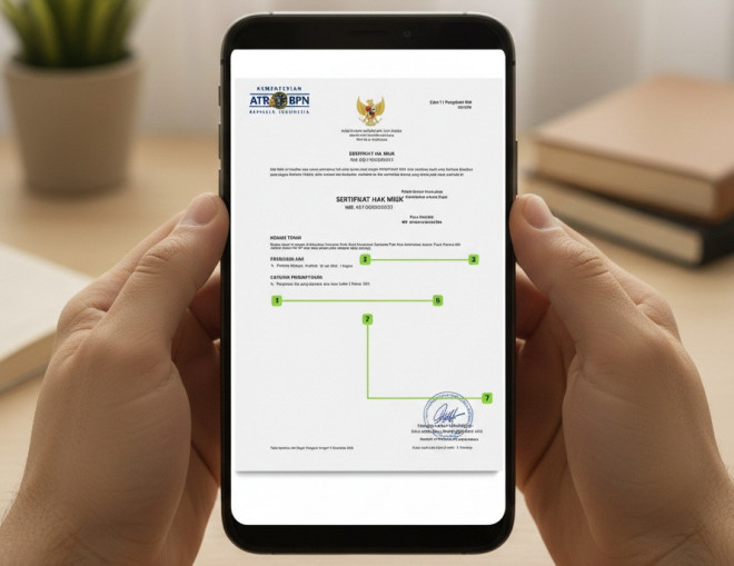 Pemilik sertipikat elektronik bisa membagikan barcode yang tertera pada sertipikat. Foto: Gemini AI
