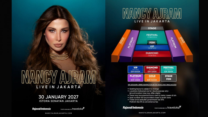 Harga Tiket Konser Nancy Ajram Jakarta 2027, Mulai Rp1 Juta!