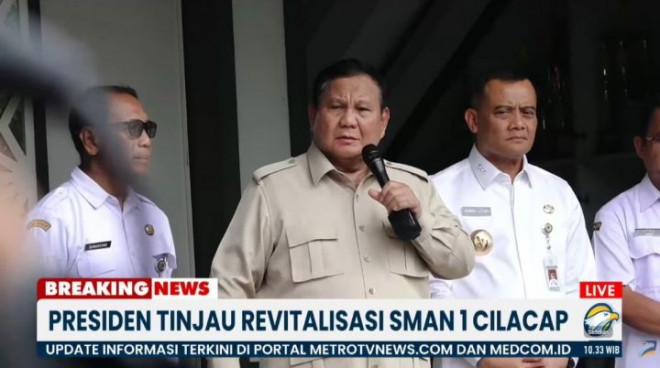 Presiden Prabowo Subianto di SMAN 1 Cilacap. DOK YouTube Metro TV