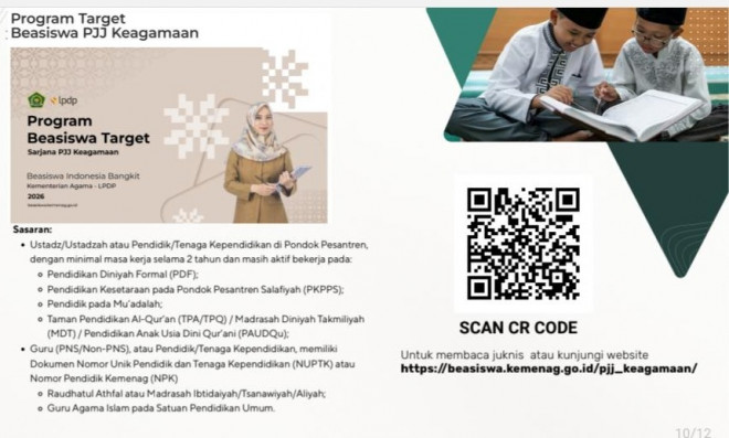 Beasiswa PJJ Keagamaan. DOK Kemenag