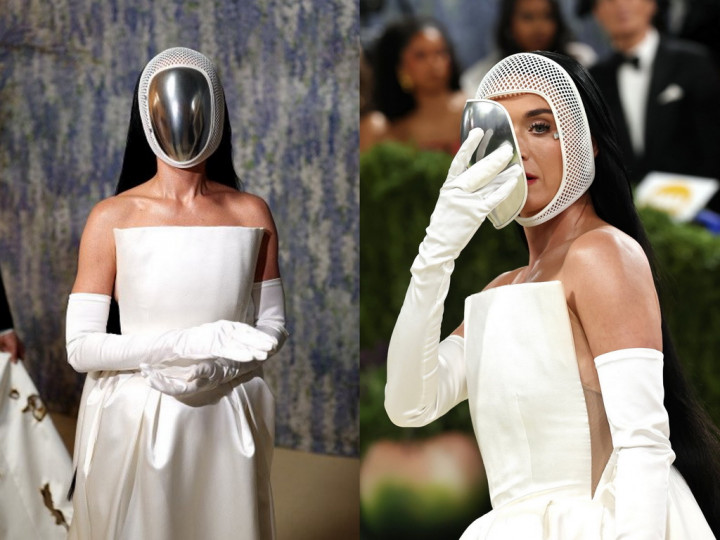 Katy Perry Curi Perhatian di Met Gala 2026 dengan Kartu Tarot dan Helm Anggar