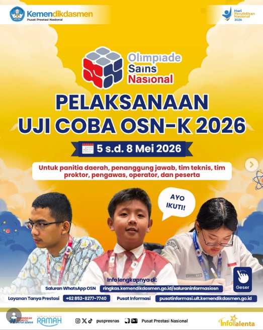 Uji Coba OSN-K 2026 Mulai Besok, Simak Jadwal Lengkap dan Link Streaming Teknisnya!