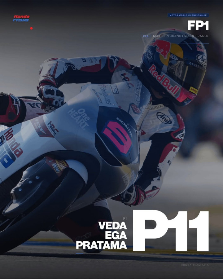 Veda Pratama Harus Puas Berada di Posisi 11 pada Sesi FP 1 Moto3 Prancis