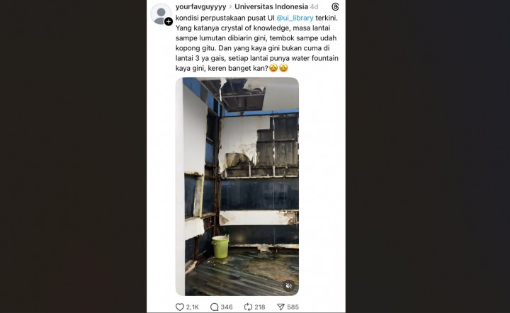 Viral Perpustakaan UI Bocor dan Lumutan, Kampus Akhirnya Spill Rencana Renovasi Gede-gedean